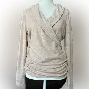 Ann Taylor Small Heathered Pink Faux Wrap shirt Small